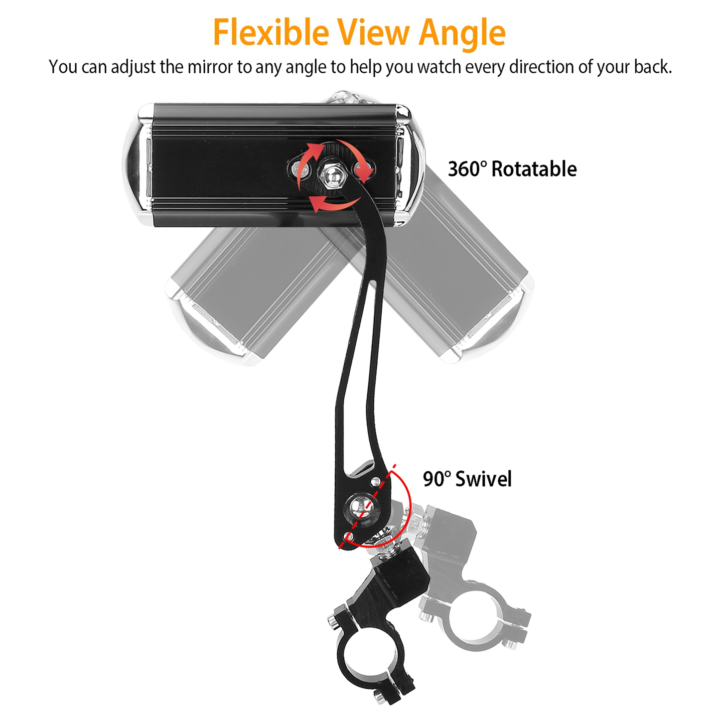 Bike Handlebar Rearview Mirrors, 360-Degree, Pair