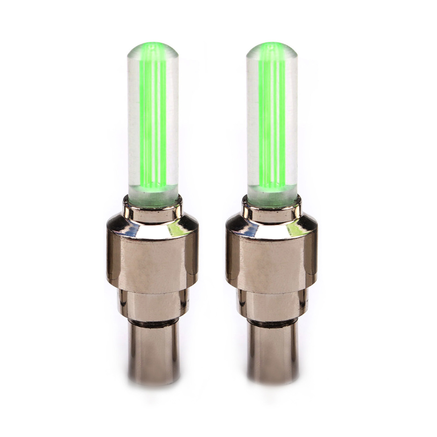LED Bike Wheel Valve Cap Lights, Green (2-Pack)