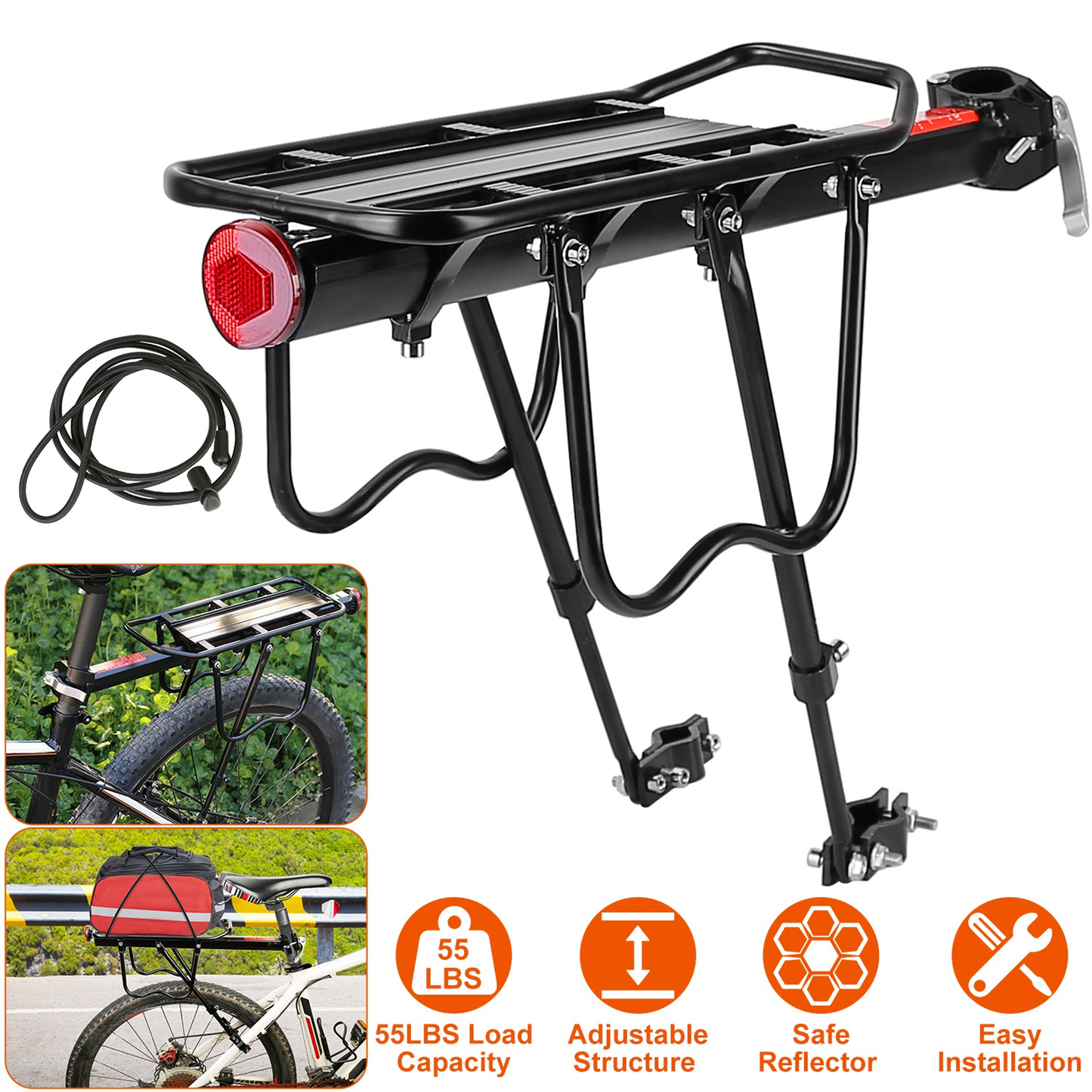 Adjustable Rear Bike Cargo Rack Aluminum