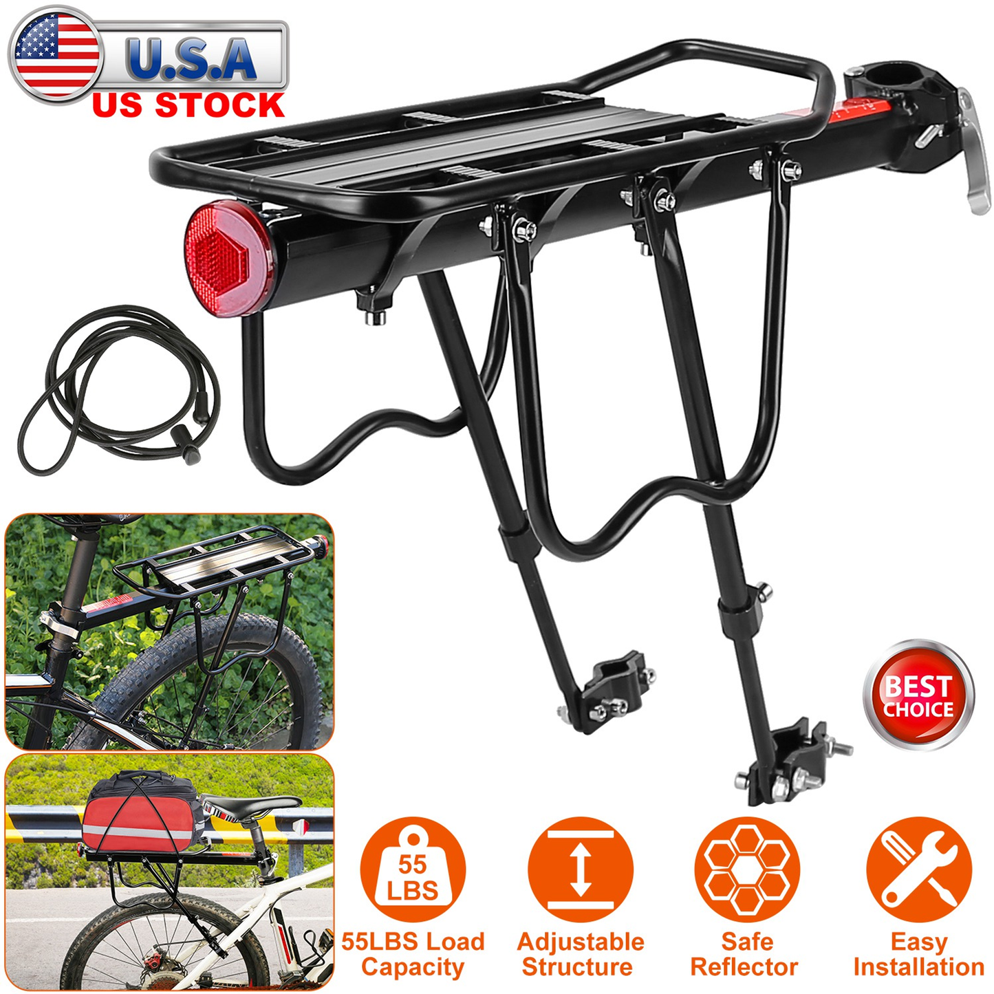 Adjustable Rear Bike Cargo Rack Aluminum