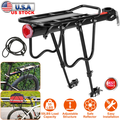 Adjustable Rear Bike Cargo Rack Aluminum
