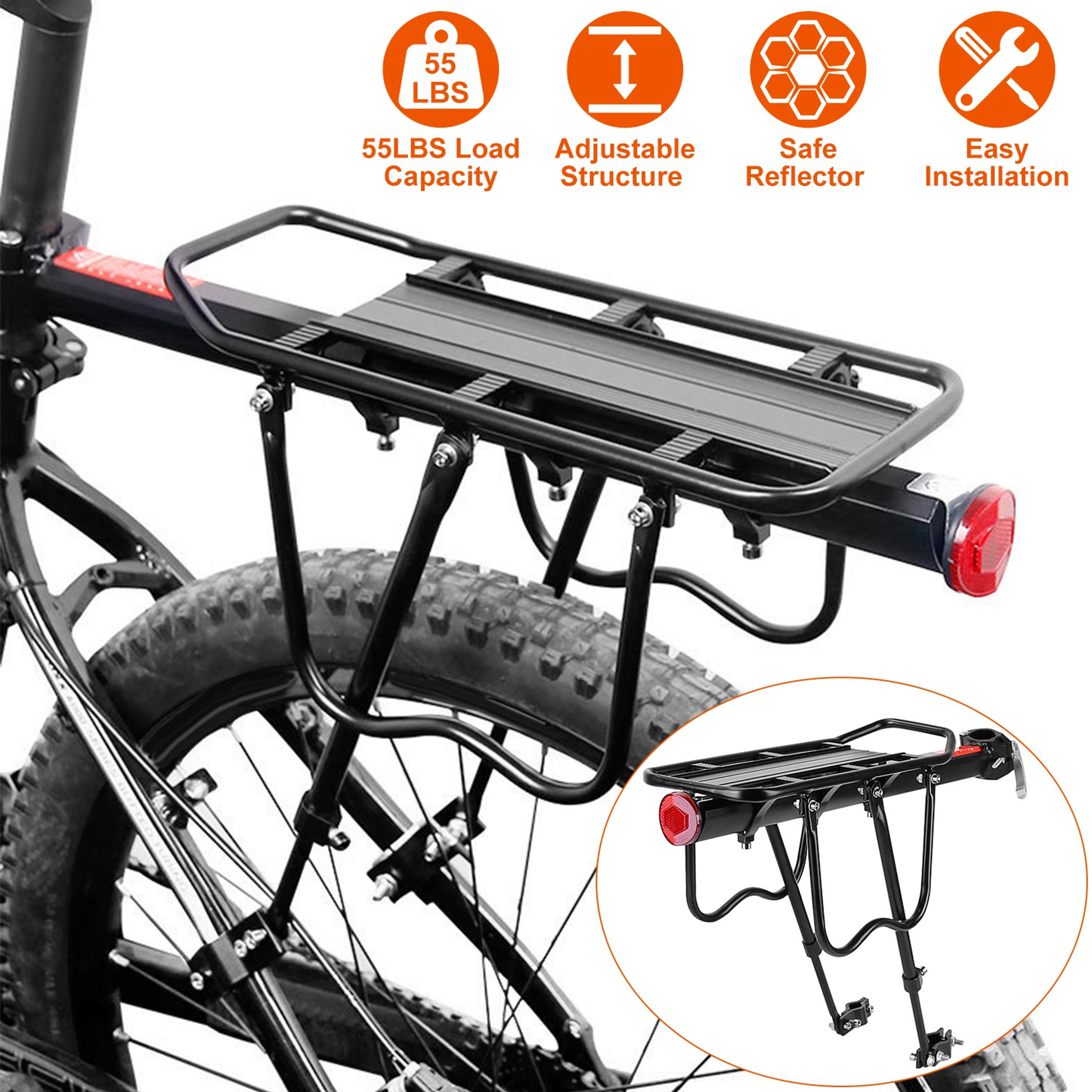 Adjustable Rear Bike Cargo Rack Aluminum