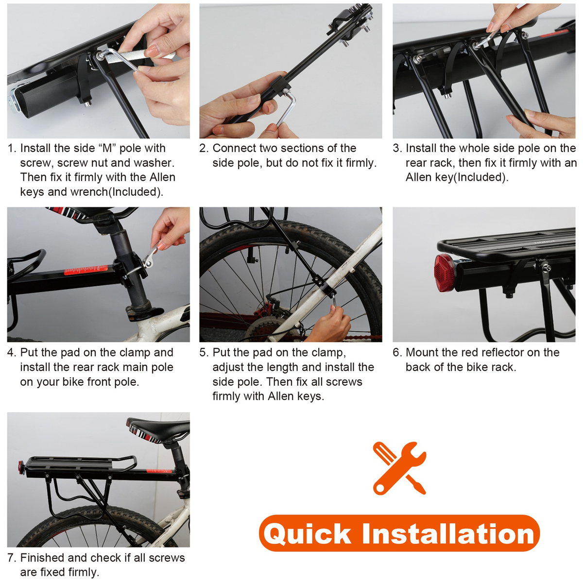 Adjustable Rear Bike Cargo Rack Aluminum
