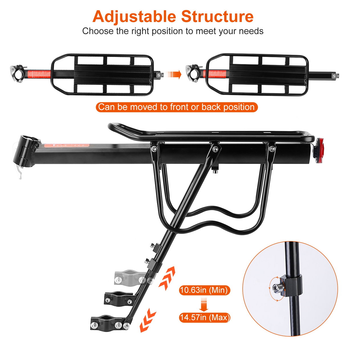 Adjustable Rear Bike Cargo Rack Aluminum