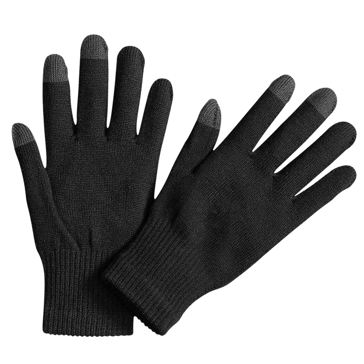 Unisex Winter Knit Touchscreen Gloves, Black