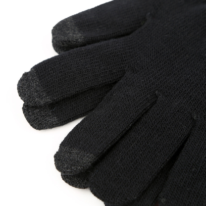 Unisex Winter Knit Touchscreen Gloves, Black