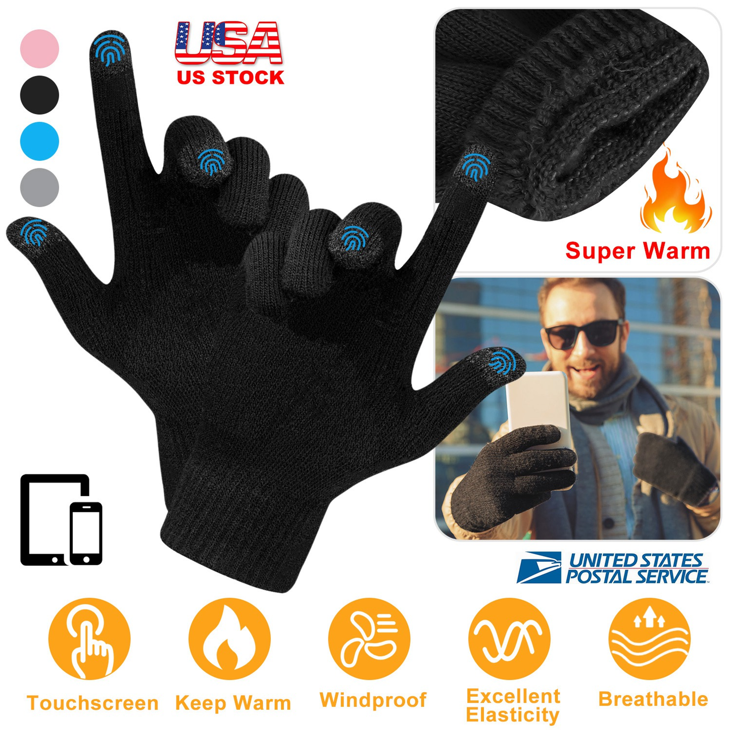 Unisex Winter Knit Touchscreen Gloves