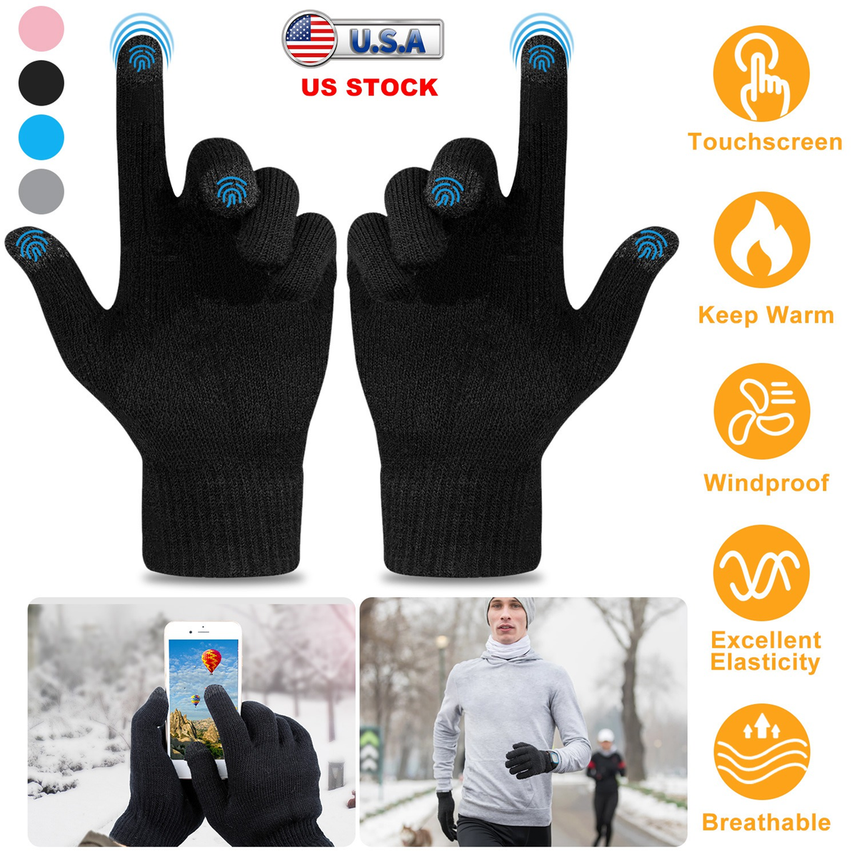 Unisex Winter Knit Touchscreen Gloves
