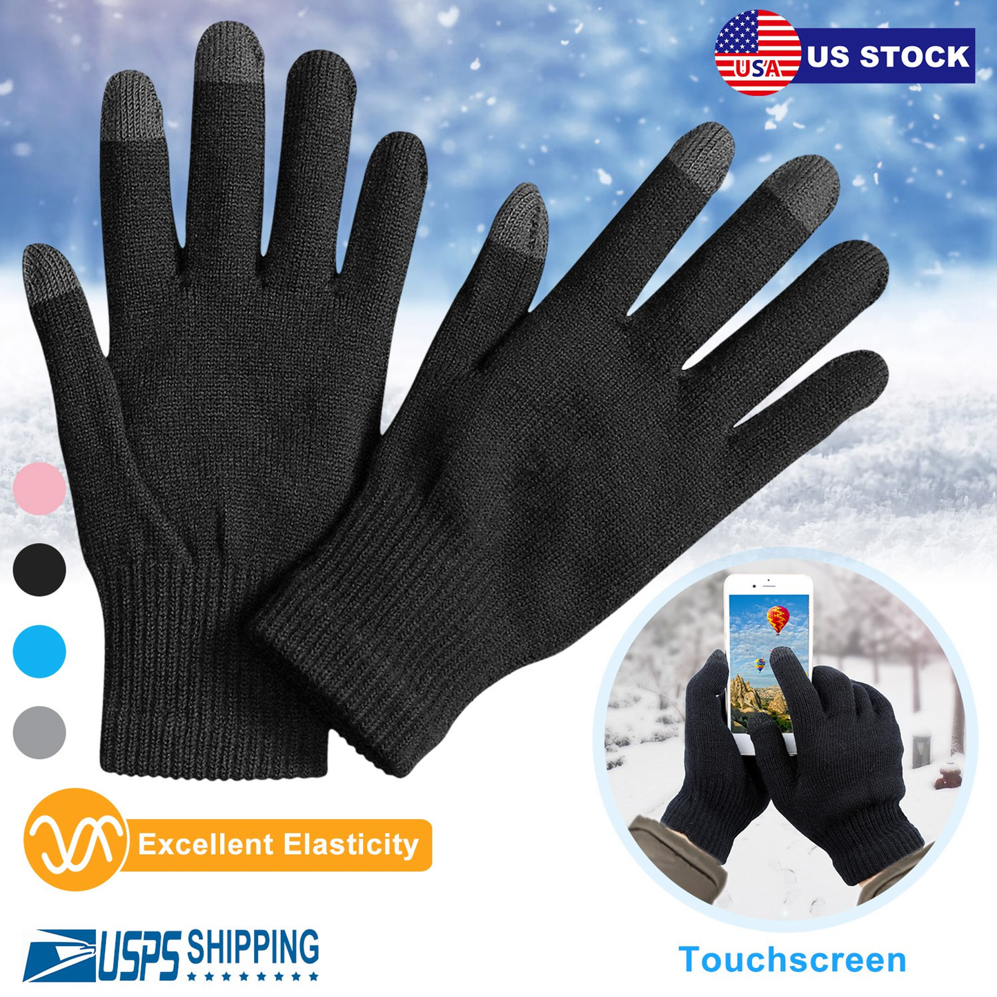 Unisex Winter Knit Touchscreen Gloves