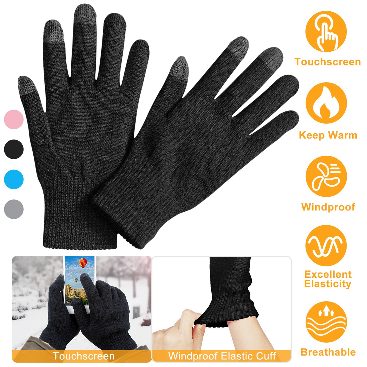 Unisex Winter Knit Touchscreen Gloves