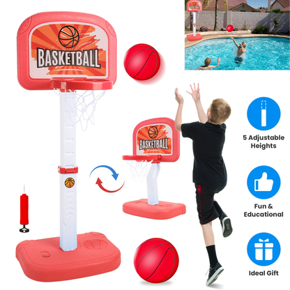 2-in-1 Poolside Basketball Game Set (Red)