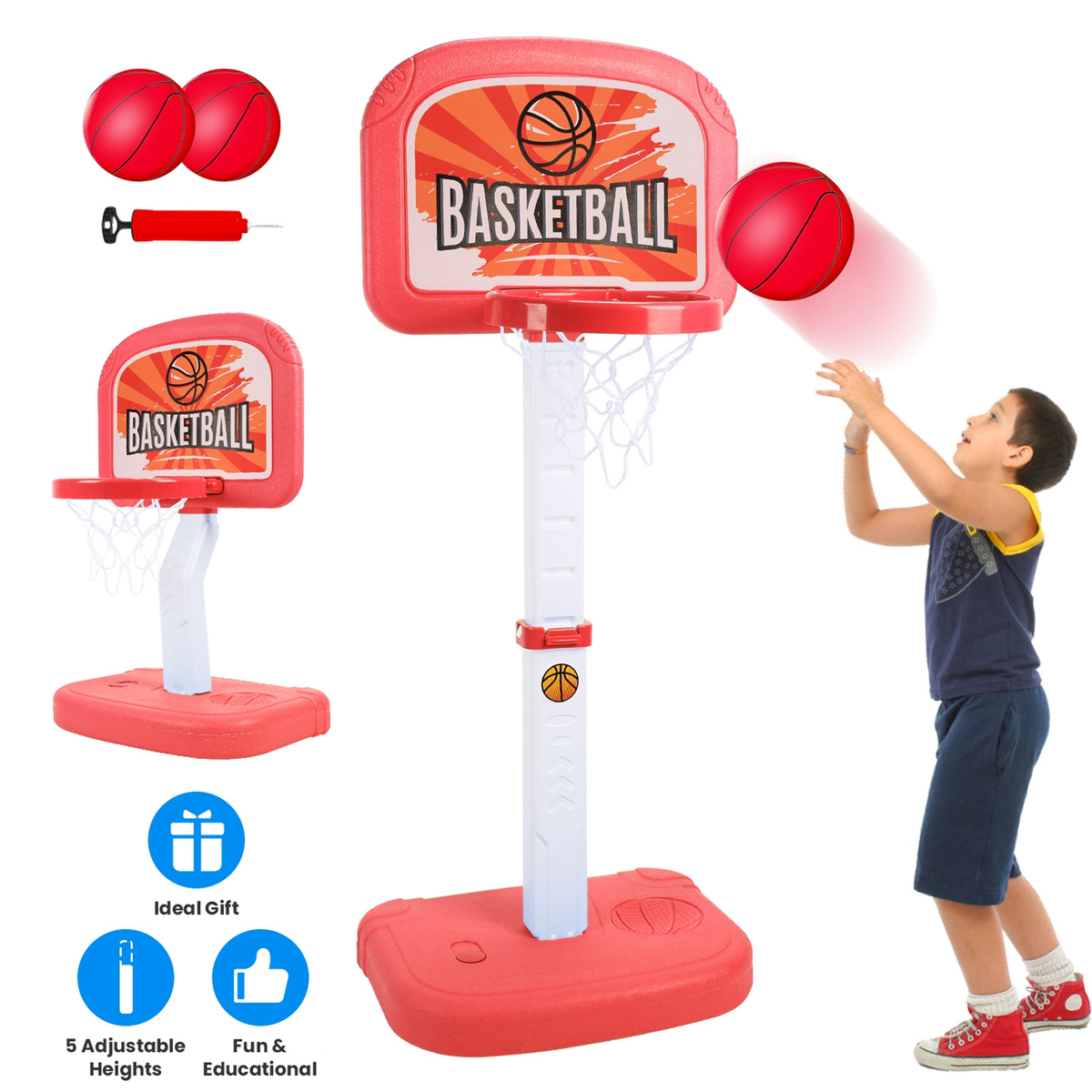 2-in-1 Poolside Basketball Game Set (Red)