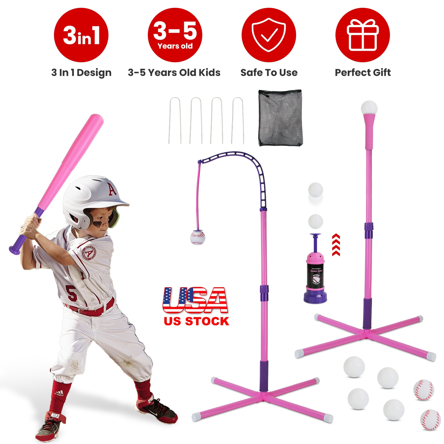 3-in-1 Baseball Toy Set for Kids