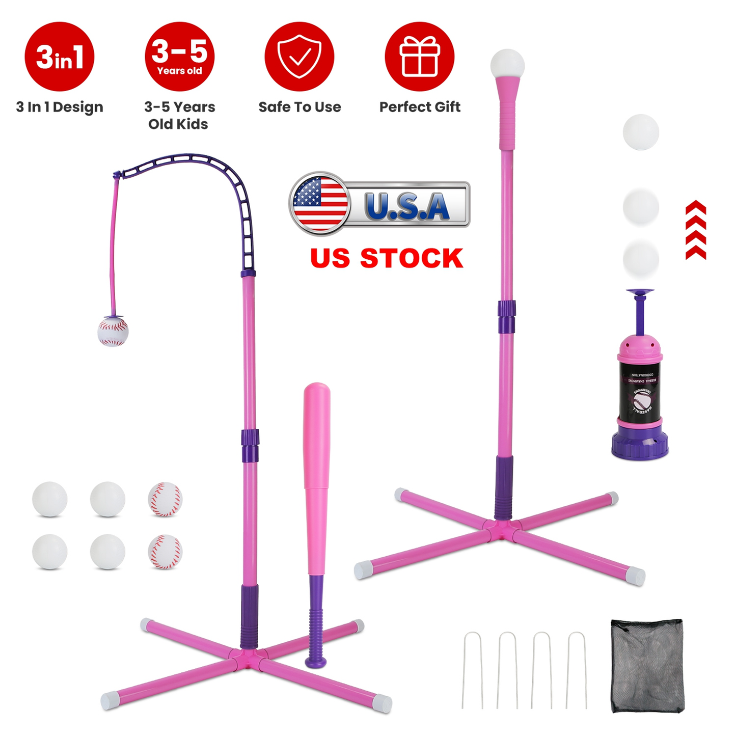 3-in-1 Baseball Toy Set for Kids