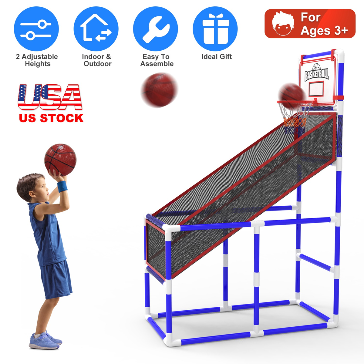 Kids' Basketball Game Set with 2 Balls and Pump