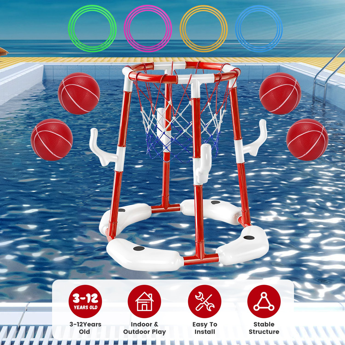 Summer Pool Basketball Hoop Toy Set