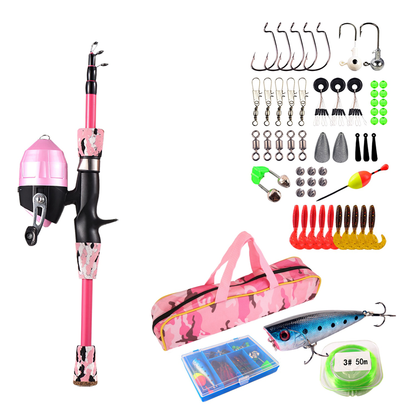 Kids Fishing Pole Set 4 ft Telescopic - Pink
