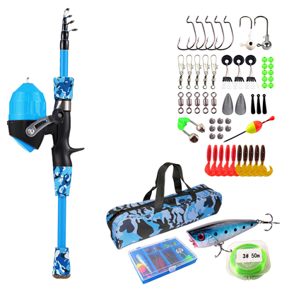 Kids Telescopic Fishing Pole Set, Blue