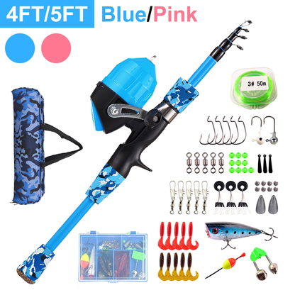 Kids Telescopic Fishing Pole Set, Blue