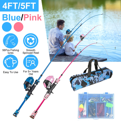 Kids Telescopic Fishing Pole Set, Blue