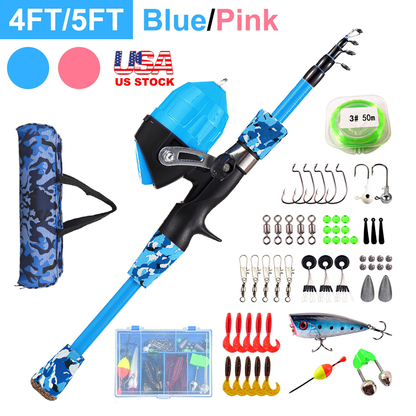 Kids Telescopic Fishing Pole Set, Blue