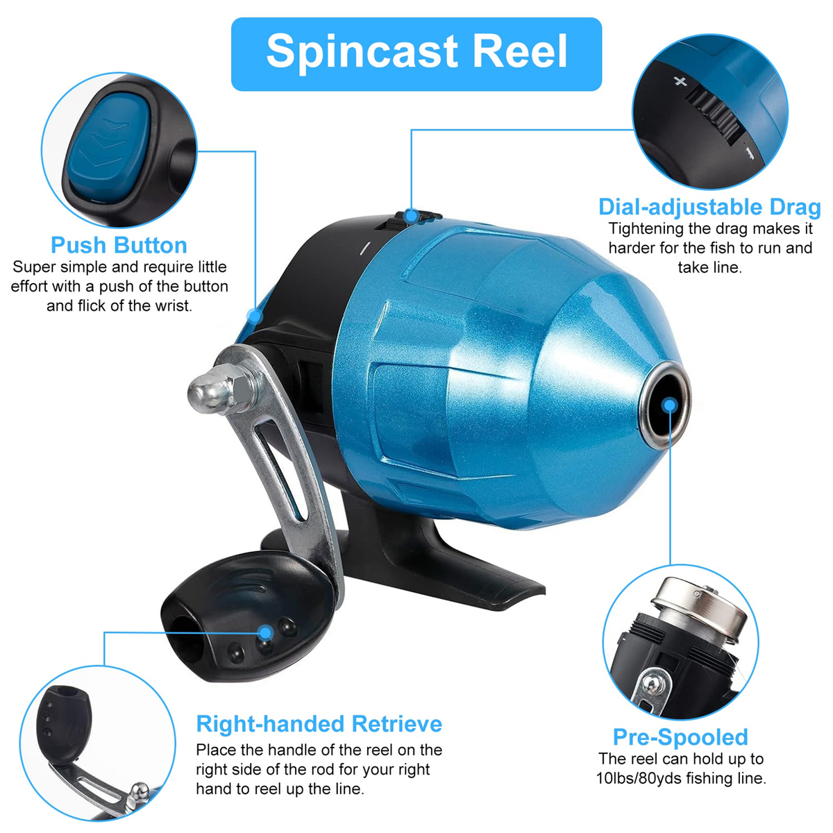 Kids Telescopic Fishing Pole Set, Blue