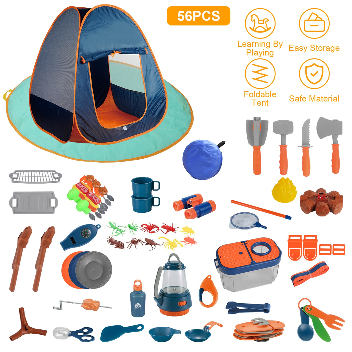 56-Piece Kids Camping Toy Set