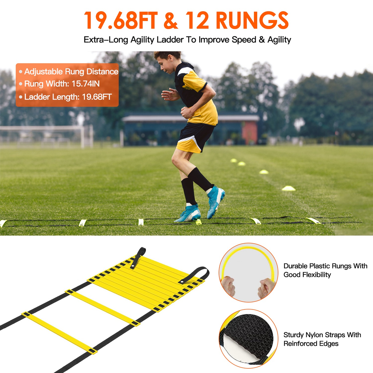 Kids Soccer Goal Training Equipment Set, Orange