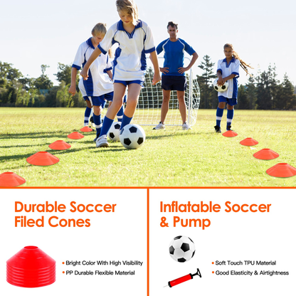 Kids Soccer Goal Training Equipment Set, Orange