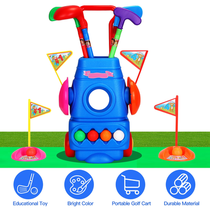 Toddler Golf Toy Set with Rolling Cart