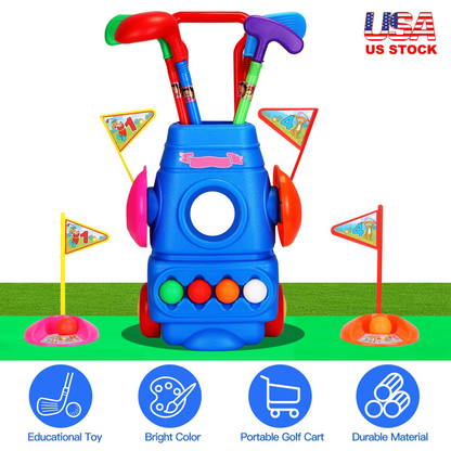 Toddler Golf Toy Set with Rolling Cart