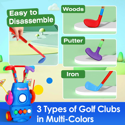 Toddler Golf Toy Set with Rolling Cart