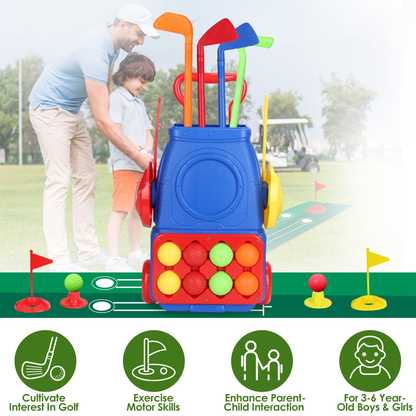 Toddler Golf Clubs Set with Cart and Balls