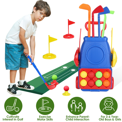 Toddler Golf Clubs Set with Cart and Balls
