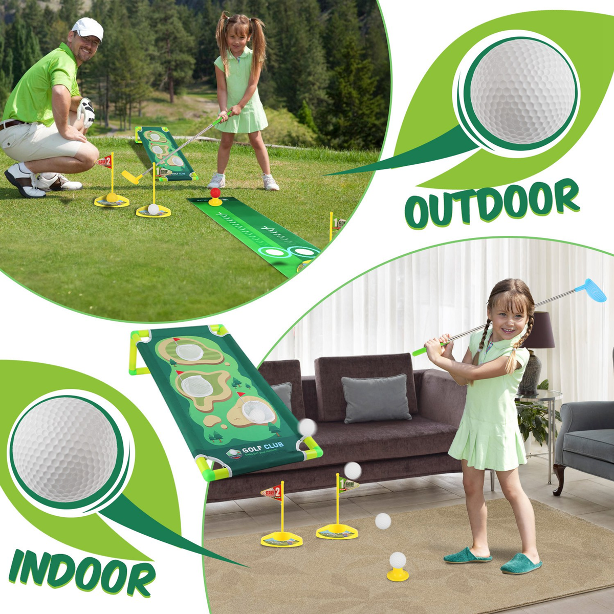Toddler Golf Club Toy Set with Cornhole Board