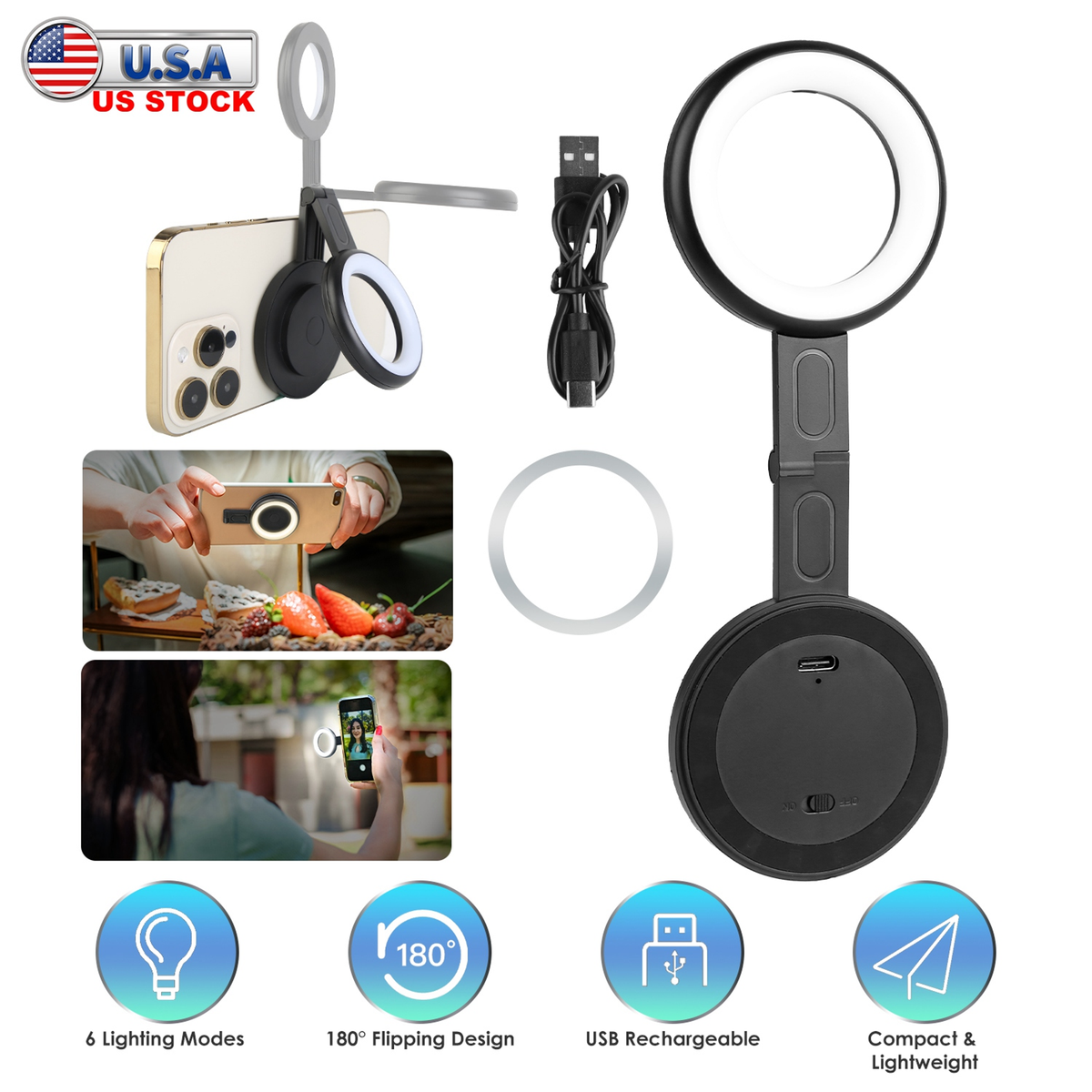 Magnetic Selfie Phone Fill Light, LED Ring Light
