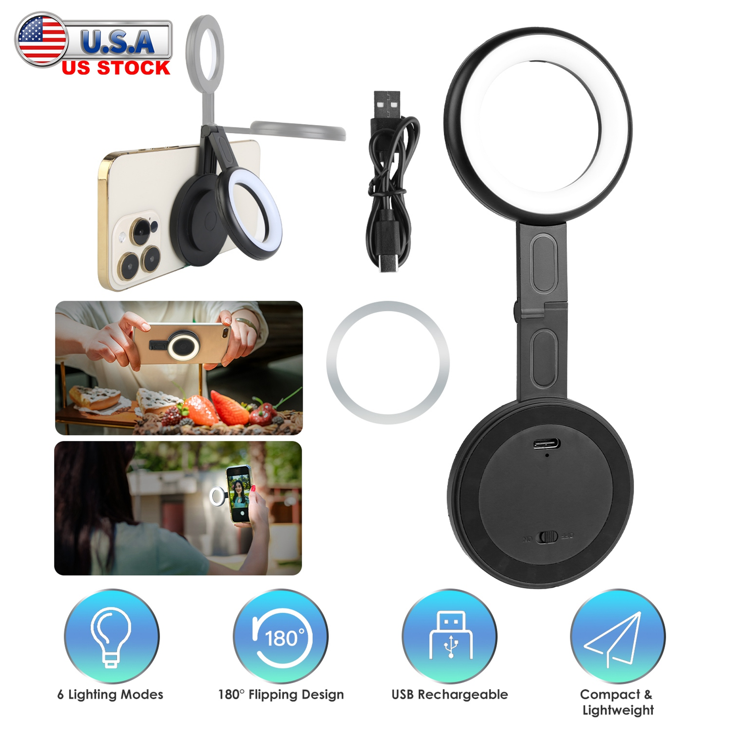 Magnetic Selfie Phone Fill Light, LED Ring Light