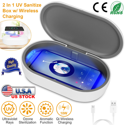 UV Light Sanitizer Box with Wireless Charging