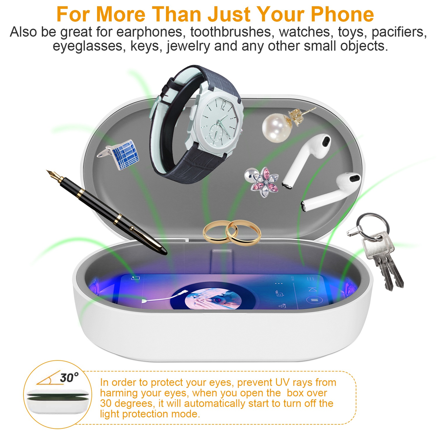 UV Light Sanitizer Box with Wireless Charging