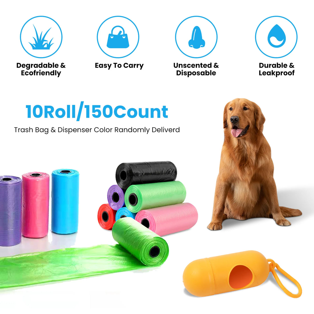 10 Rolls 150 Count Dog Waste Bags