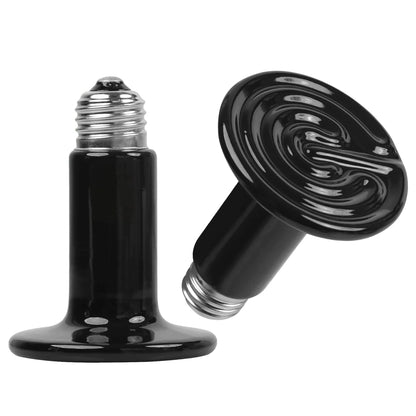 Ceramic heat lamp bulb close up showing E27 base