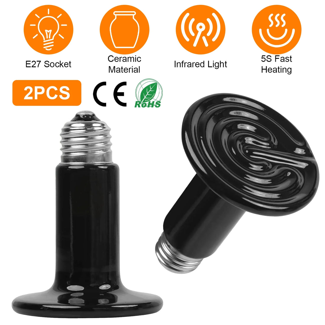 2Pcs Ceramic Heat Lamp