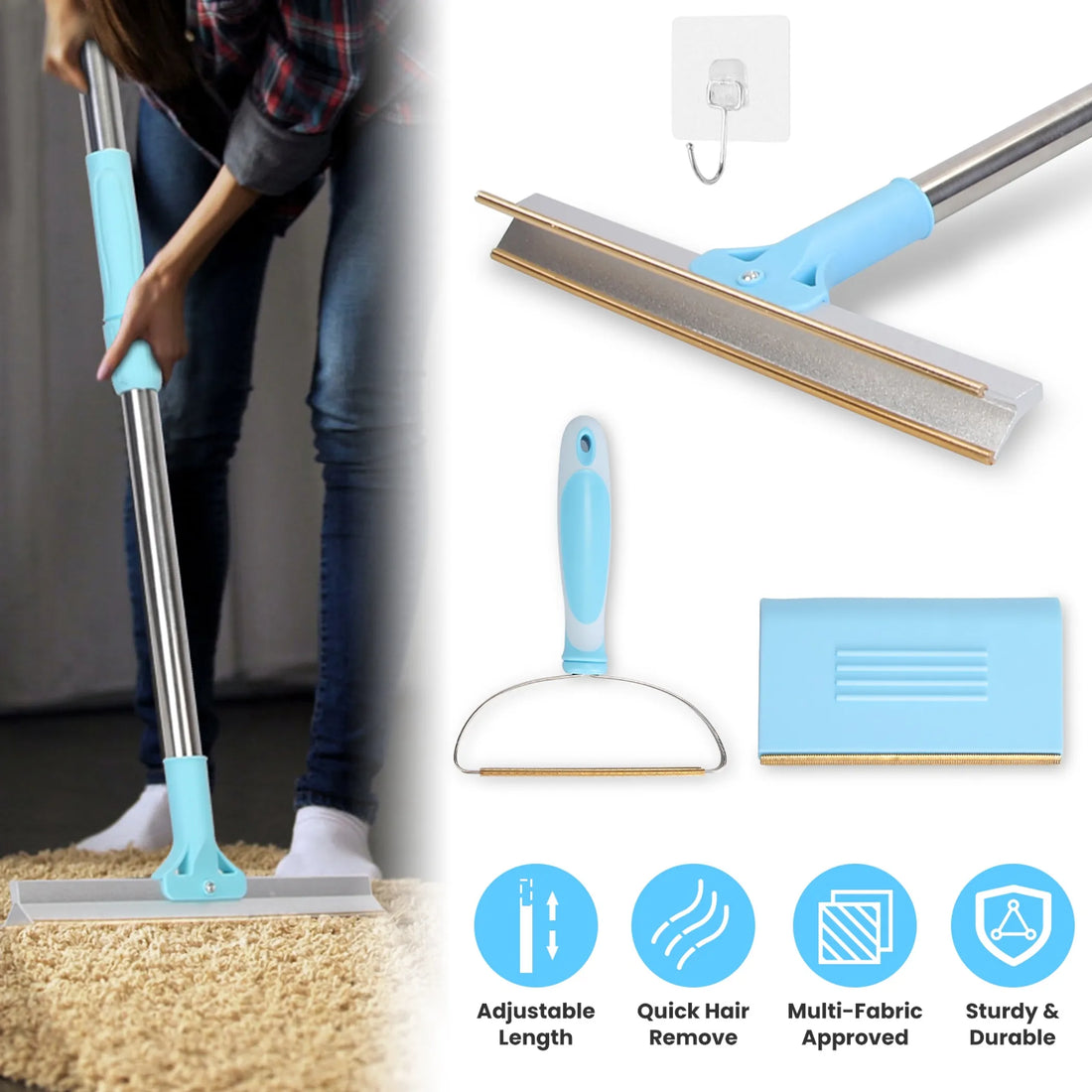 3Pcs Pet Hair Removal Kit Multi-Fabric Dog Cat Hair Scraper
