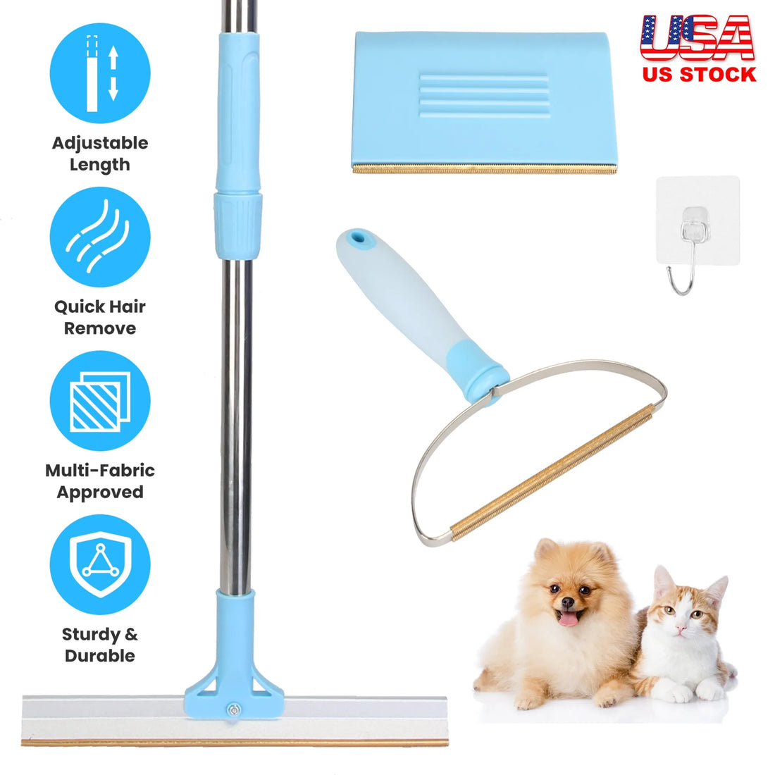 3Pcs Pet Hair Removal Kit Multi-Fabric Dog Cat Hair Scraper