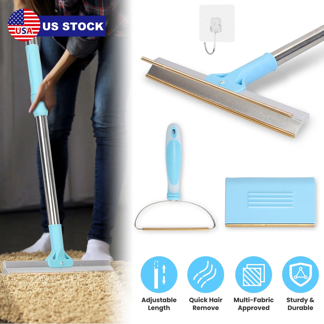 3Pcs Pet Hair Removal Kit Multi-Fabric Dog Cat Hair Scraper
