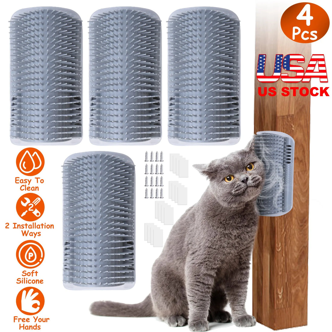 4Pcs Cat Self Groomer Soft