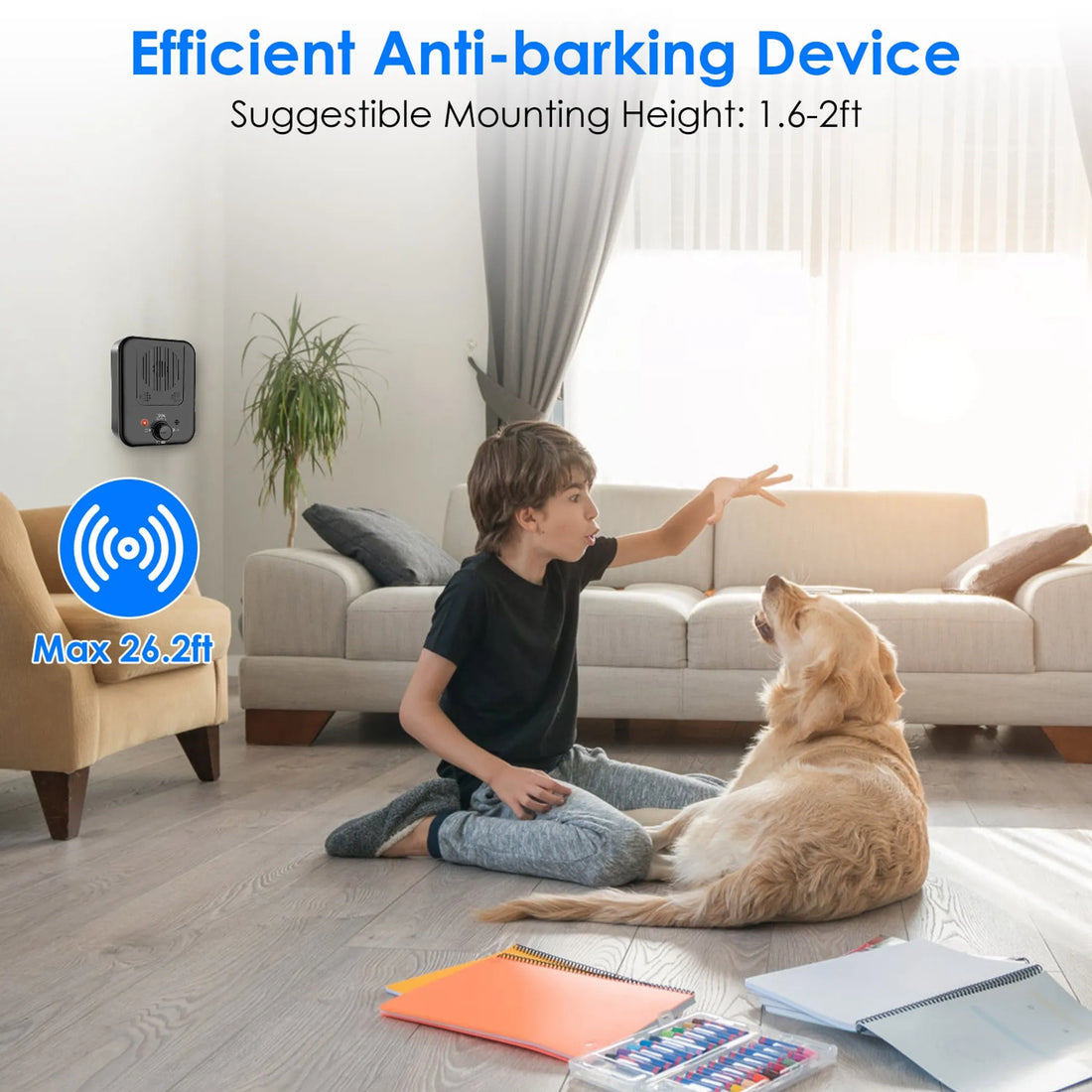 Ultrasonic Anti-barking Device Max 26.2Feet Sensing Sonic Bark