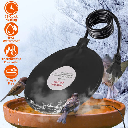 6.49in Bird Bath Deicer Outdoor Winter Water