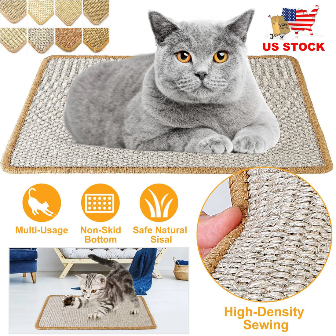 Cat Scratching Mat Natural Sisal Anti-Slip Mat