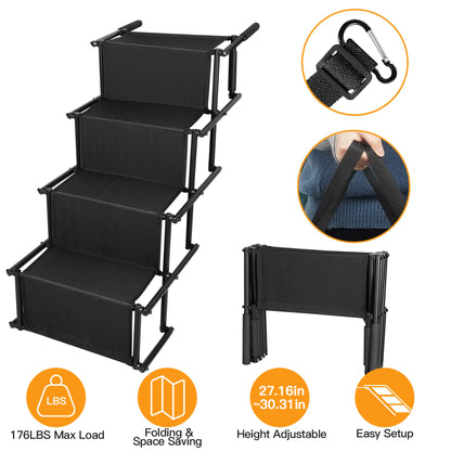 Foldable Dog Ramp 4 Step Collaspible Non Slip Stairs for Car
